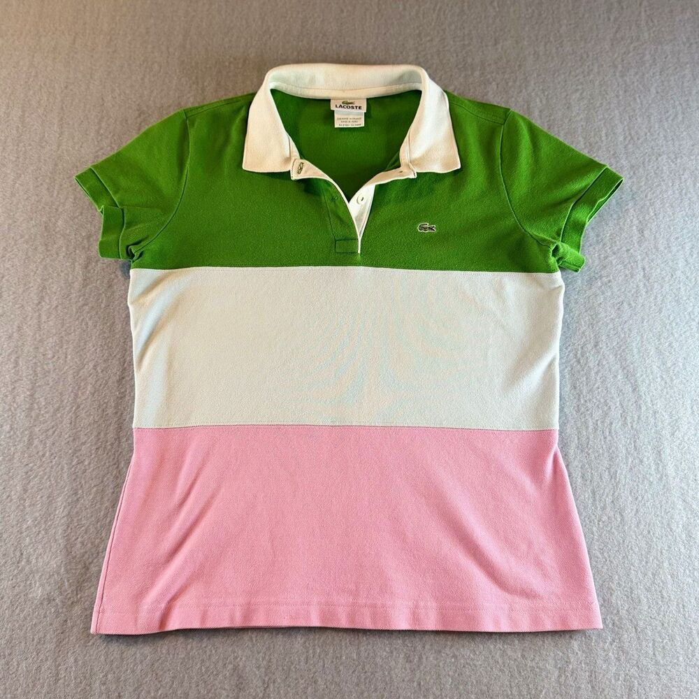 Vintage Lacoste Colorblock Striped Preppy Polo Shirt Sz 40, US XS/S Y2K Devanlay